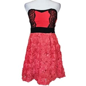 Lovepoint Strapless Party Dress Women's Medium Scene Black Neon 2010s Homecoming